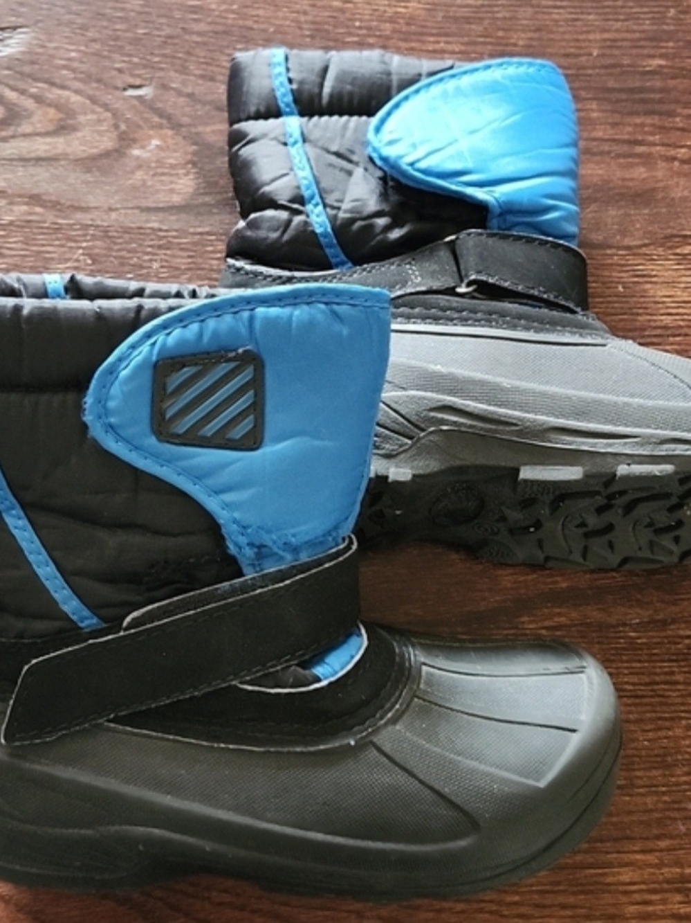 Boys Snow Boots Black & Blue US 3